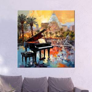 ภาพพิมพ์บนผ้าใบศิลปะสมัยใหม่: ของตกแต่งผนังสำหรับนักดนตรี, งานศิลปะเปียโนสีสันสดใส, ภาพพิมพ์แบบห่อหุ้มสำหรับตกแต่งแกลเลอรี - Product Image 1