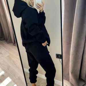UNIQUE GYM WEAR Ensemble sweat-shirt et pantalon de survêtement 2-en-1 pour femme, style streetwear hiver, coupe-vent, écologique, grandes tailles, motif uni - Product Image 6