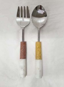 Cuillère à salade en acier inoxydable Design fantaisie avec poignée mince et élégante Ensemble de couverts Vente à chaud Produit Designer Cuillère de table du désert - Product Image 6