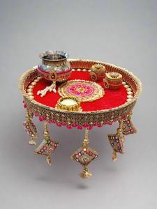 Steel Handcrafted Pooja Thali Set for Raksha bandhan, Karva Chauth & Bhai Dooj Haldi Kumkum Plate Temple Accessory - Product Image 3