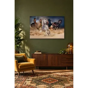 Impression sur toile de sept chevaux de Fida surgissant d'un nuage de poussière - Product Image 5