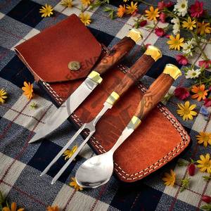 Ensemble de couverts de cuisine médiévale de haute qualité, fait main, édition neuve, avec manche en bois, ensemble de couverts de table - Product Image 5