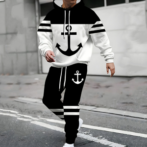 ชุดวอร์มมีฮู้ดสำหรับผู้ชายชุดวอร์มผ้าถักและกางเกงวิ่งชุดสองชิ้น OEM ออกแบบได้ตามต้องการใส่เล่นกีฬา - Product Image 5