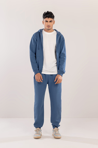 Sweat à capuche zippé bleu clair de qualité supérieure pour hommes, sweat à capuche décontracté et confortable pour l'hiver - Product Image 6