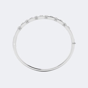 Brazalete de Doble Hilera con Diamantes Redondos de 0.876CTW, Oro de 14k, Diamantes Cultivados en Laboratorio, Color D, Claridad VVS, Engaste de Garras, Joyería de Lujo para Mujer - Product Image 4