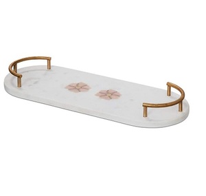 Design haut de gamme Offre Spéciale Unique nouveauté plateau de service en marbre avec poignée en métal plaqué or pour la décoration de table utilisation de la cuisine - Product Image 3