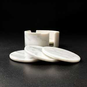 Posavasos de madera de mármol de piedra gris de lujo, posavasos de forma redonda hechos a mano para bebidas, alfombrillas y almohadillas de regalo únicas para la inauguración de la casa - Product Image 4