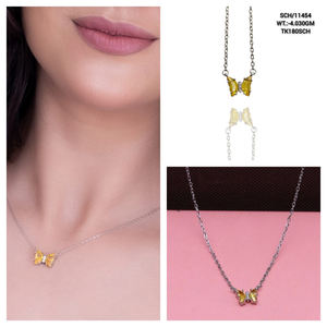 Cadena de estilo moderno de 18 \ "con colgante de plata maciza 925, regalo de Navidad, collar de dama de honor de oro con piedras preciosas de mariposa de cuarzo amarillo - Product Image 2
