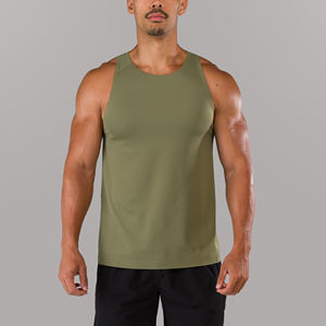 เสื้อกล้ามผู้ชายแห้งเร็วชุดออกกำลังกายในยิมสีเขียวล้วนสไตล์ลำลองผลิตตามสั่ง - Product Image 1