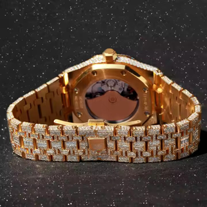 Reloj de Pulsera de Cuarzo Resistente al Agua con Correa de Cuero en Tono Oro Rosa y Diamantes de Moissanita con Claridad VVS Mejorada, Unisex, Deportivo, de Moda y para Negocios - Product Image 3