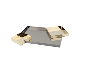 Attractive Design Stainless Steel Serving Tray For Kitchenware Accessories Silver And Gold Color <b>Dessert</b> Chocolate Tray - Product Image 1