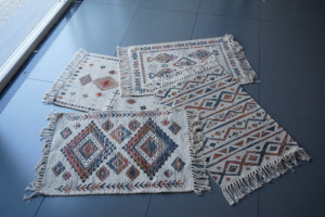 Handwoven Printed Cotton Jute Polyester Chenille Flat Pile <b>Boho</b> <b>Rug</b> for Colorful and Textured Home Decor - Product Image 3