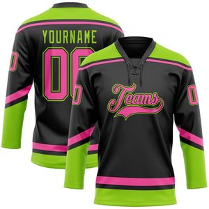 Equipo deportivo de alta calidad, logotipo personalizado, sublimación impresa/bordado, cuello de encaje personalizado, Jersey de hockey sobre hielo, 100% poliéster - Product Image 1