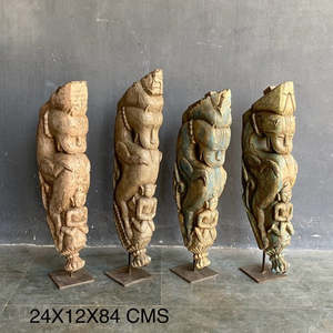 Support mural en bois vintage indien, sculpté à la main, décoration murale architecturale, style rustique antique, intérieur de maison, assortiment, 1 conteneur - Product Image 3