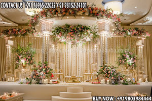 Cristal spécial de cérémonie de mariage indien Mandap cristal scintillant Mandap pour mariages mariage gujarati or diamant Mandap - Product Image 5