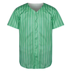 เสื้อเบสบอลแบบสั้นคอวีลายทางผ้าโพลีเอสเตอร์ 460 กรัม คุณภาพสูง ดีไซน์สั่งทำพิเศษ คอลเลคชั่นใหม่ 2026 จาก GLOBAL APPAREL - Product Image 1