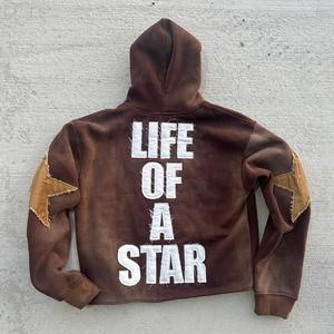 Sweat-shirt à capuche pour homme en coton 100% - Lavage à l'acide - Effet délavé - Distressed - Haute qualité - 500 g/m² - Fermeture éclair - Logo - Poche - Product Image 2