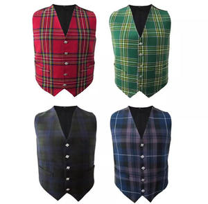 Men's High Quality Tartan Plaid V-Neck 5 Button <b>Vest</b> Stylish Scottish Dress Waistcoat for Wedding Prom Breathable Woolen Fabric - Product Image 2