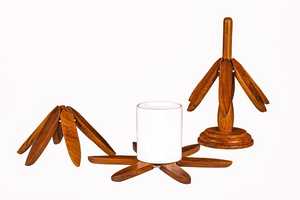 World Explorer ถาดไม้ขาตั้งสามขาตามธีมถาดเสิร์ฟสำหรับกาแฟอาหารเช้าและที่ตั้งโชว์ - Product Image 6