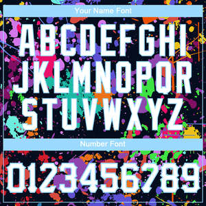 Nuevo jersey de béisbol auténtico 3D blanco-azul claro con patrón de grafiti de salpicaduras - Product Image 6