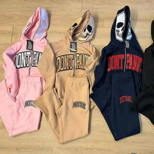 Ensemble survêtement deux pièces pour homme personnalisé, lourd, délavé à l'acide, broderie appliquée, survêtement pour homme - Product Image 1