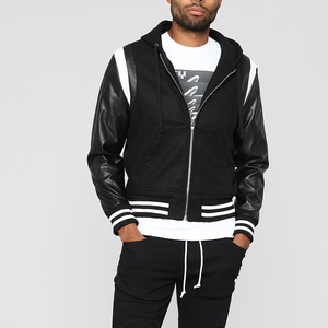 Veste de baseball Letterman Varsity personnalisée pour hommes, décontractée, à col montant, avec broderie en chenille et manches en cuir - Product Image 6
