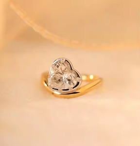 Solitaire Heart Lab Grown Diamond Romantic Engagement <b>Ring</b> 14K Solid Gold Wedding <b>Ring</b> Valentine Gift for Girlfriend - Product Image 3