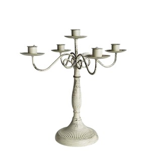 Support de bougie de table de mariage vintage à 5 bras en aluminium argenté, candélabre en métal poli pour la décoration de table et d'événements à domicile - Product Image 3