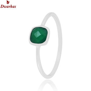 Élégant minimaliste 925 argent sterling vert onyx pierre naturelle pour fille femmes bague délicate de qualité supérieure en gros - Product Image 2