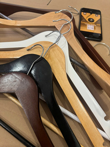 Wooden Garment <b>Hangers</b> Single Tier Iron Hook Eco-Friendly Durable Minimalist Design for Wardrobe Clothing Storage - Product Image 1