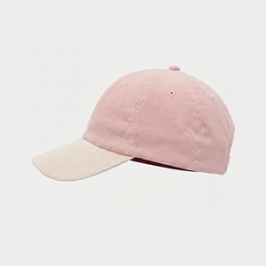 Pink <b>Corduroy</b> Baseball Cap Cream Brim Unisex Adjustable 6 Panel Wholesale Custom Logo High Quality OEM ODM Low MOQ Dad <b>Hat</b> - Product Image 2