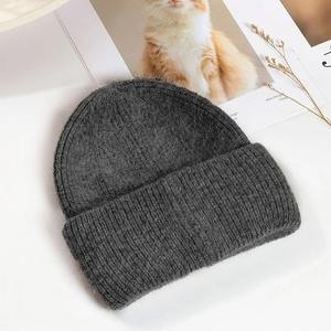 Women's Winter Solid Color <b>Beanie</b> Soft Knit <b>Slouchy</b> Rabbit Fur Cap Casual Outdoor Fashion Aviator Hat - Product Image 1