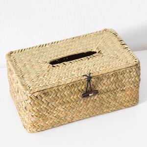 Fabricant vente en gros rectangle jonc de mer boîte à mouchoirs couvre naturel petit porte-serviettes en paille meilleure qualité - Product Image 2