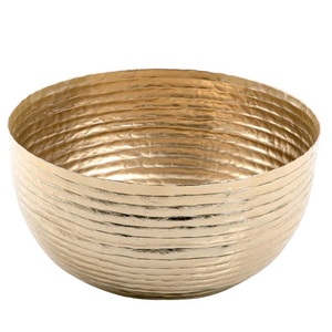 Accesorios de decoración de mesa Soporte de metal pulido brillante Tazón de fruta de vidrio Diseño moderno Tazón de servidor de fruta profundo redondeado - Product Image 3