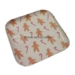 Elegante bandeja redonda para servir en Diseño a cuadros verdes y blancos, Perfecta para servir aperitivos y agregar un toque de encanto rústico - Product Image 5