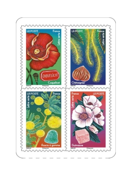 French 2025 Packaging Labels Vintage Sticker Stamps Post France Stamps Mini Flower Stamp Waterproof Flower Stickers Book Design