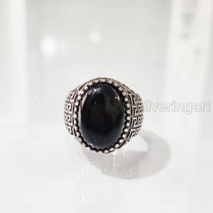 Bague pour homme en argent sterling 925 avec pierre précieuse onyx noir naturel, pierre de naissance de décembre, toutes tailles, bijoux arabes fins, vente en gros - Product Image 4