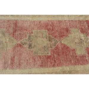 Alfombra turca Vintage 4,1X10,7 pies rojo Beige lana Kilim área grande rectángulo abstracto diseño de pasillo 10mm látex 4ª habitación - Product Image 5