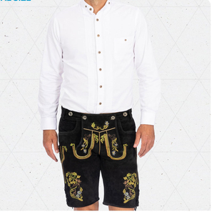 Pantalones cortos OEM Oktoberfest de cuero de ante bávaro para hombre de alta calidad alemán de peso pesado Vintage sólido liso teñido recto ligero mejor - Product Image 5
