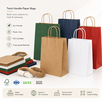 Sac en papier kraft marron de luxe sur mesure avec poignée torsadée, logo pizza, pour la restauration, les boulangeries, les cafés, les magasins de détail - Emballage en gros