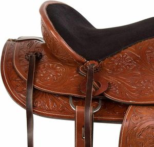 MONTURA WESTERN SHOW DE CUERO VENTA CALIENTE CON TALLA A MANO CON PRODUCTOS DE ECUESTRE DE AJUSTE CHAPADO EN PLATA A PRECIO ASEQUIBLE - Product Image 6