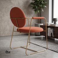 Chaise de restaurant moderne de style mid-century en métal avec coussin en tissu orange, mobilier de salle à manger commercial