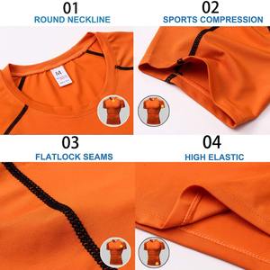 Camisas de compresión para hombre, camisetas para correr de secado rápido con logotipo personalizado, mallas de Fitness, camisetas de gimnasio de manga corta de alta elasticidad, ropa deportiva - Product Image 6