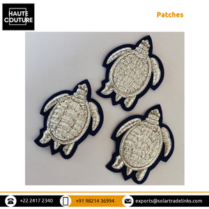 Le fournisseur indien propose des broches brodées à la main Bullion Kora 6x8 cms taille tortue Patch broches mode Genre bas prix - Product Image 2