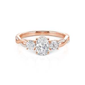 แหวนเพชรเงินสเตอร์ลิงทรงวงรีประดับเพชรสามเม็ดแบบเจลิยา ทวิสต์ - Product Image 1