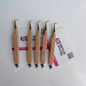 แหนบดึงขนตา GETUP BROSONS IMPEX ลายเสือ ป้องกันไฟฟ้าสถิตย์ ทำจากสแตนเลส ปลายเรียบ แม่นยำ งอ 90 องศา ด้ามจับบาง/โค้ง - Product Image 5