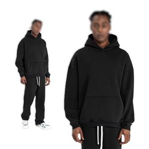 OEM Premium CVC 350g <b>Mens</b> Oversized <b>Hoodie</b> Set American Streetwear Fleece Tracksuit Winter Loose Fit Customizable <b>Hoodie</b> - Product Image 2