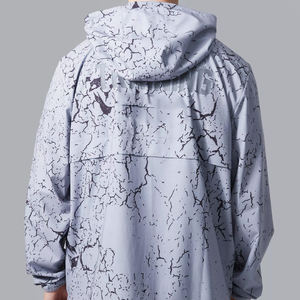 Coupe-vent gris clair Design de marque Longueur régulière Tall Active Training Marble Print Hooded Jacket Bottom Training Clothing - Product Image 5