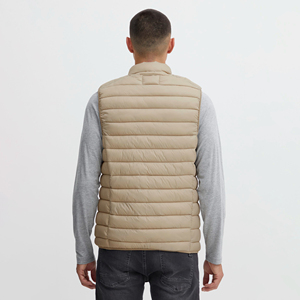 Chaleco de cuero sin mangas con logotipo personalizado para hombre, chaleco acolchado grueso con cierre de cremallera de talla grande para invierno - Product Image 3