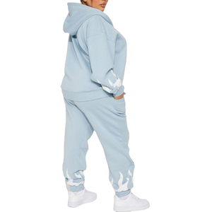OEM Custom Heavyweight Cotton <b>Jogger</b> Baggy Tracksuit Oversized Zip Puff Print Sweatsuit Hoodie Sweatpants <b>Set</b> Women <b>Plus</b> <b>Size</b> - Product Image 2